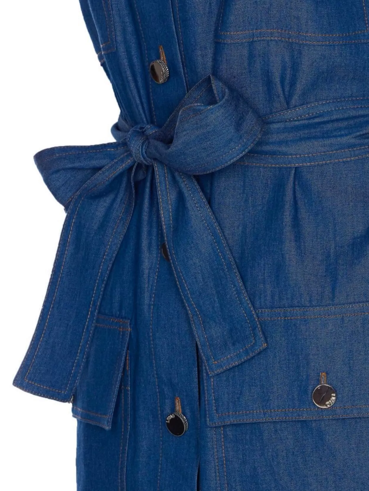 Liu •jo Belted Denim Mini Dress With Waist Tie