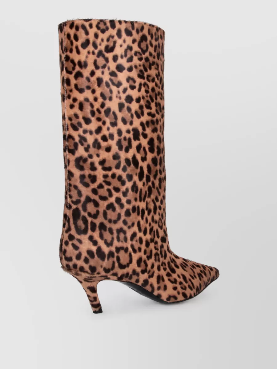 Amina Muaddi Leopard Pony Calf Hair Ankle Boots