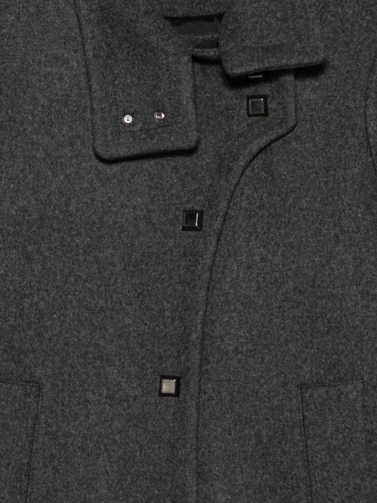 Emporio Armani Long Wool Blend Coat With High Collar In Gray