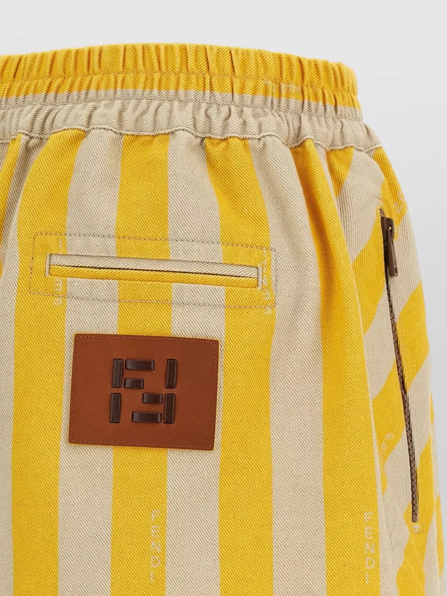 Fendi Striped Cotton Linen Shorts
