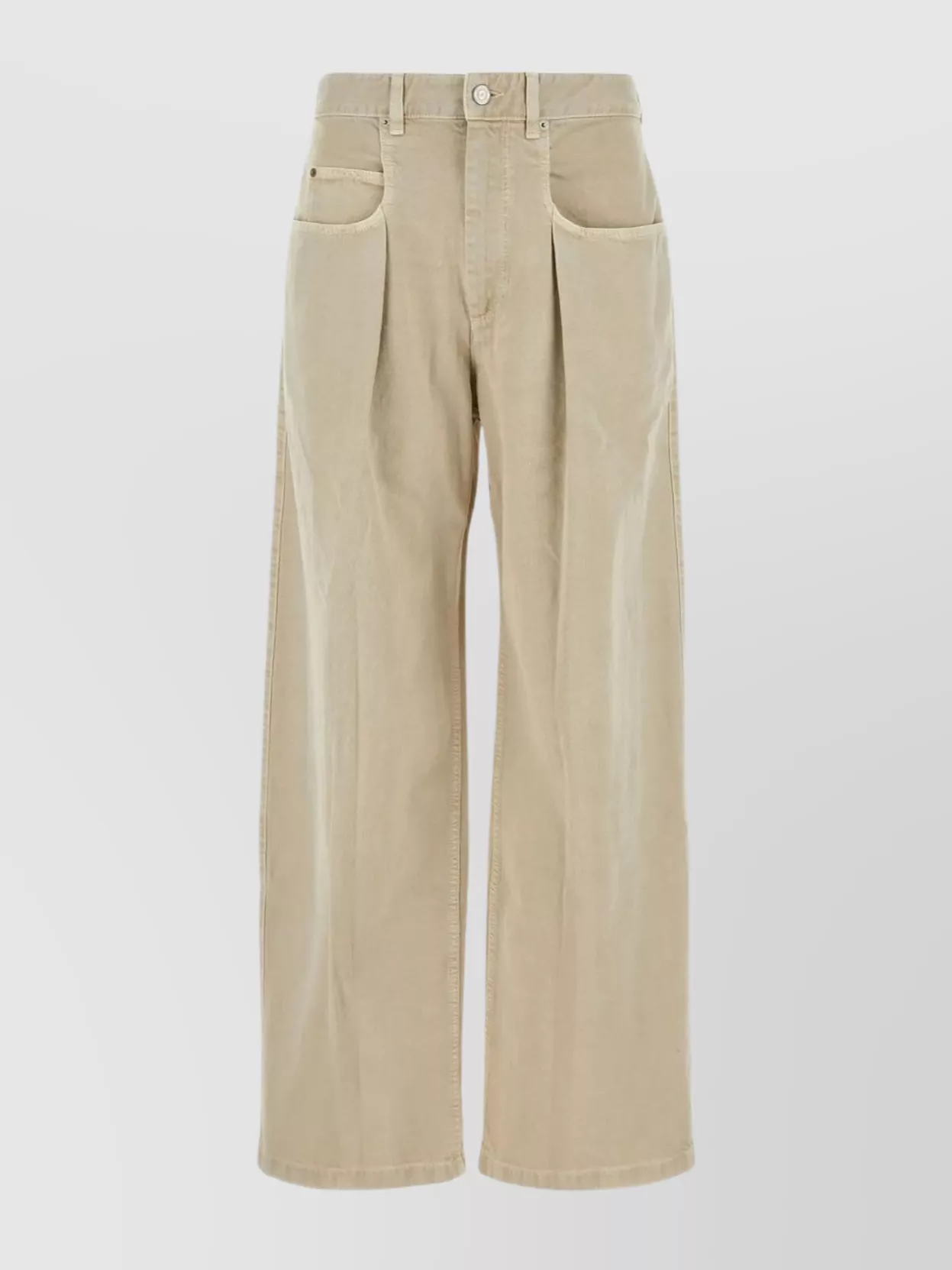 Shop Isabel Marant Pleated Wide Leg Denim Trousers