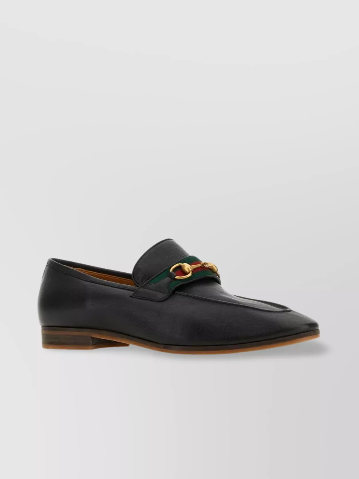 Shop Gucci Leather Loafers With Metal Hardware Detail