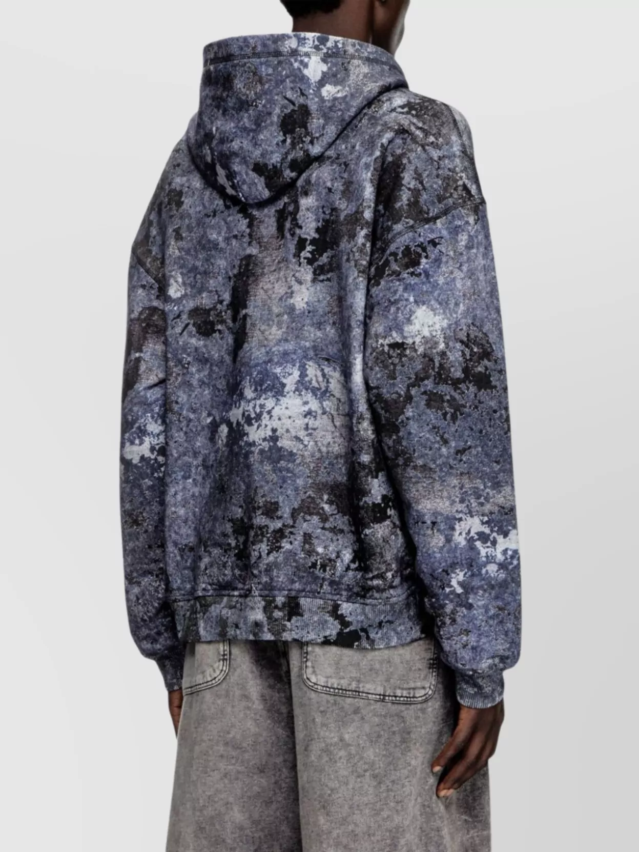 Diesel Crewneck Sweater With Hood And Abstract Print