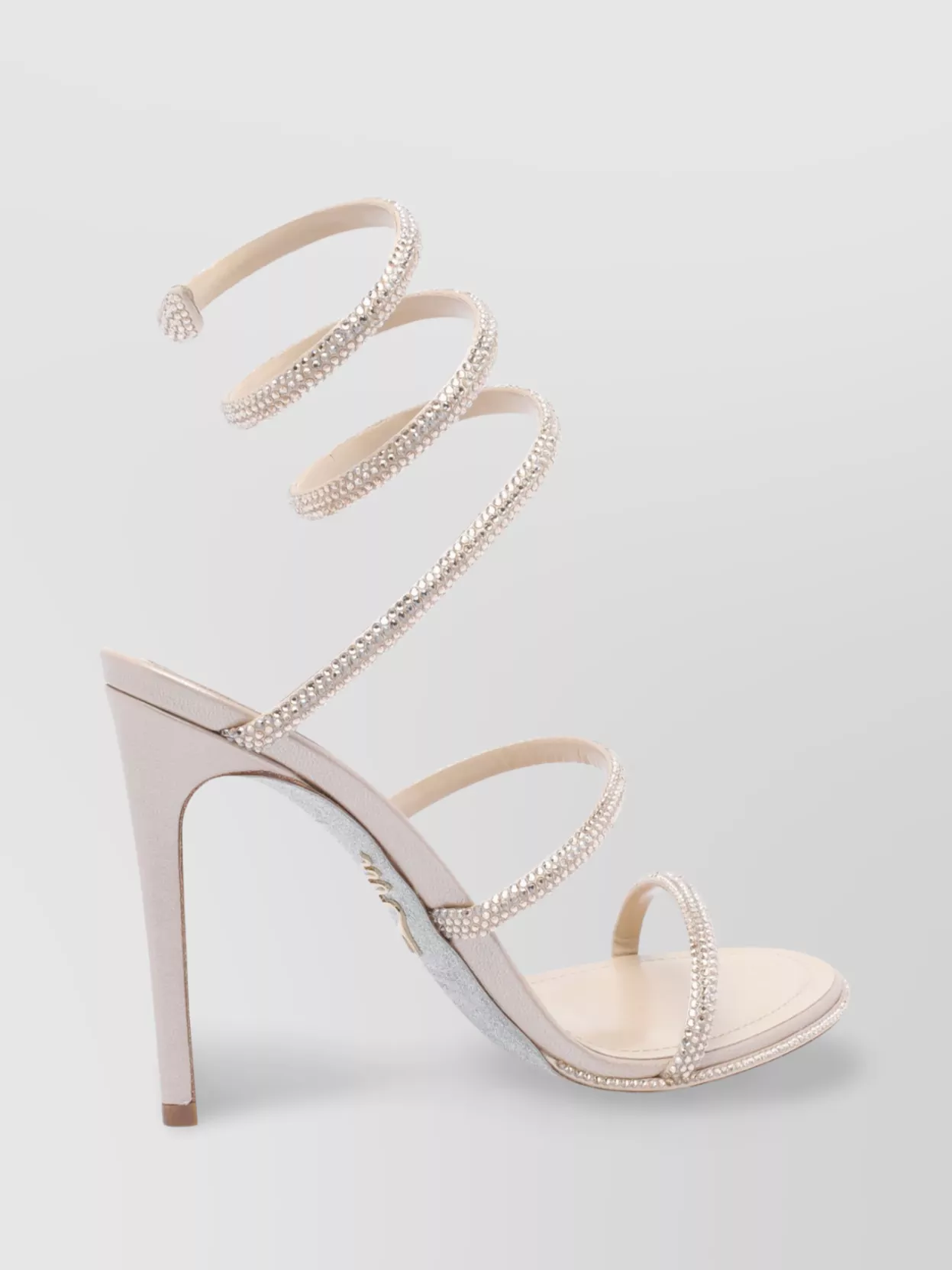 René Caovilla Heeled Leather Sandals Spiral Strap