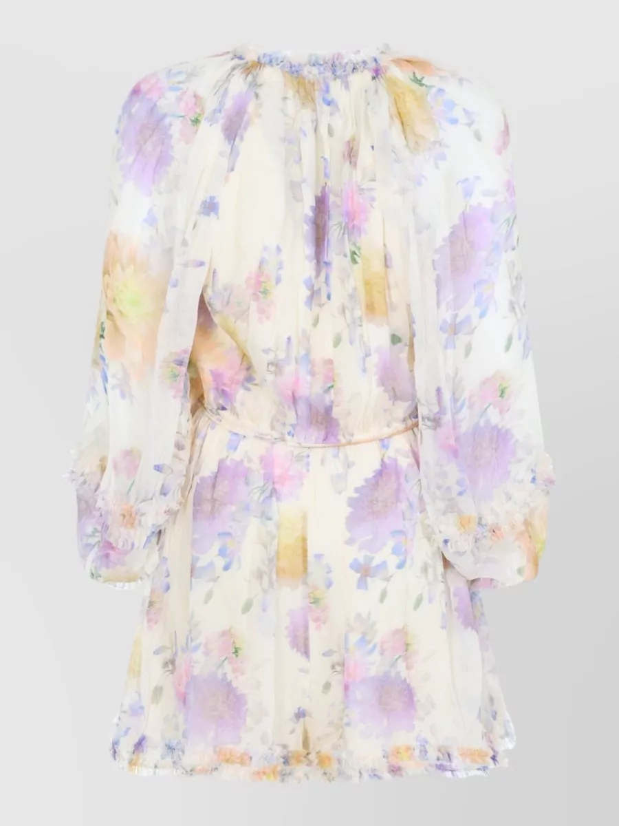Zimmermann Viscose Floral Print Long Sleeve Playsuit