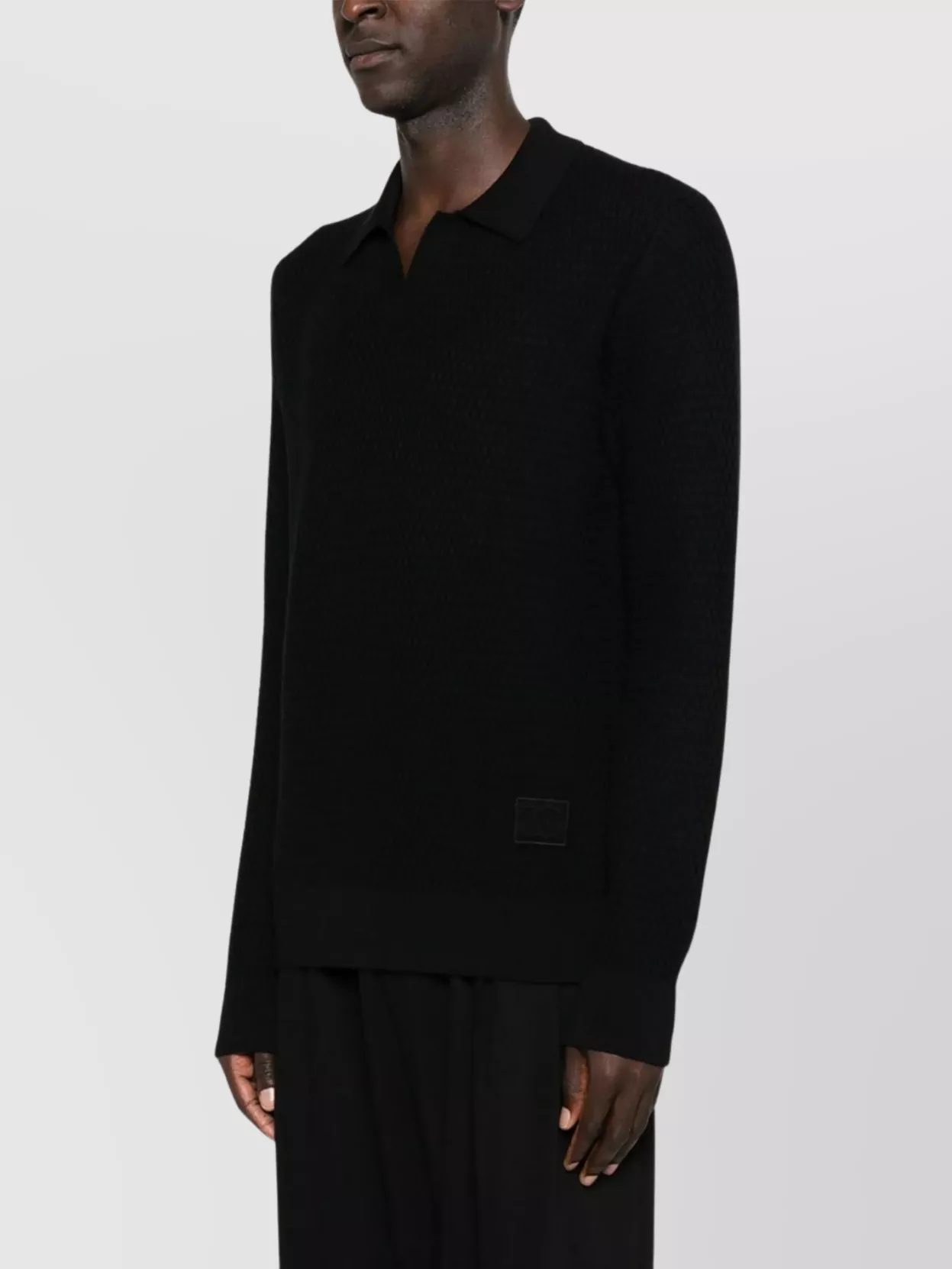 Dolce&Gabbana Textured Knit Long Sleeve Polo Sweater