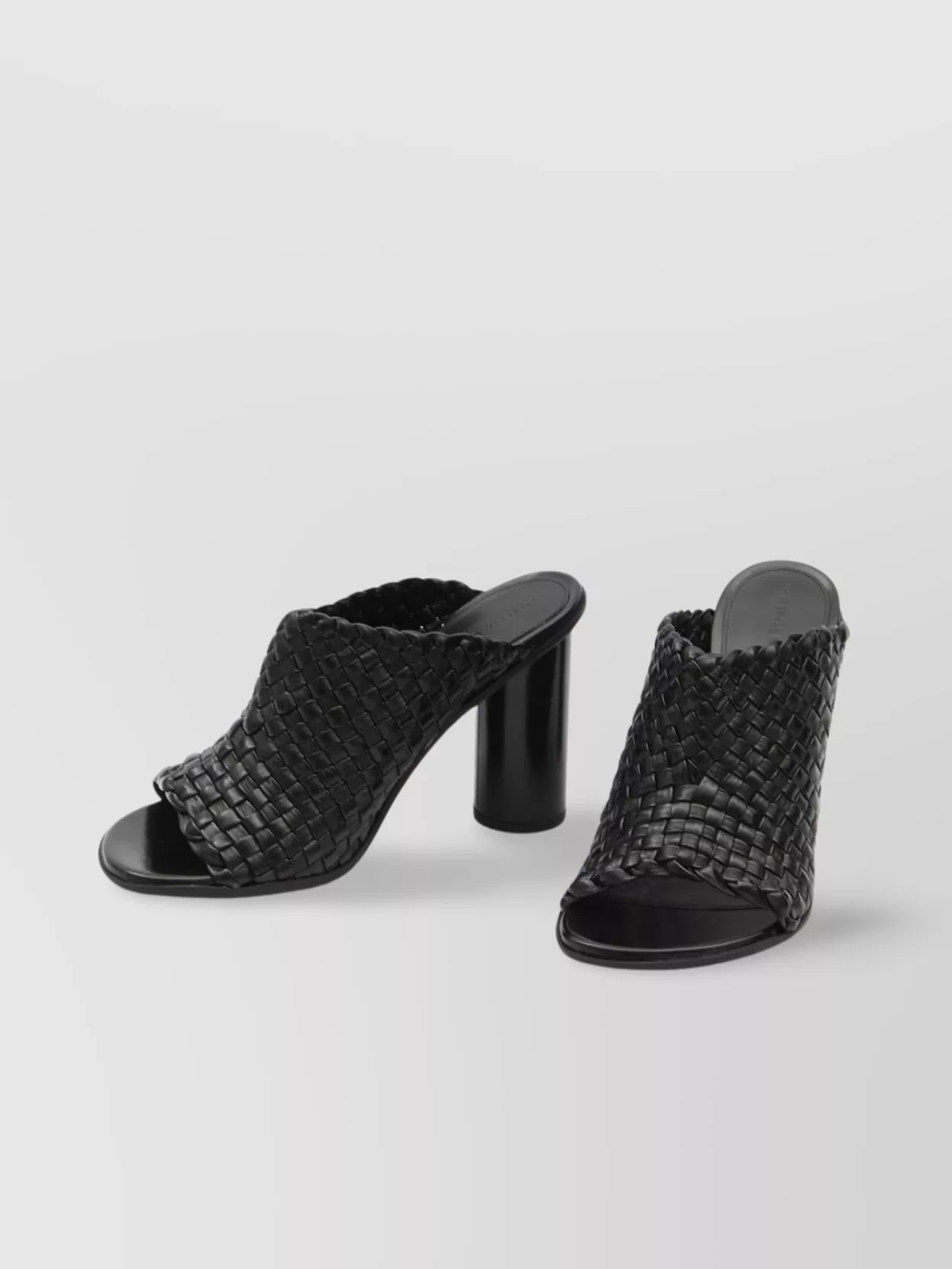 Bottega Veneta Intreccio Pattern Leather Sandals With Cylinder Heel In Gray