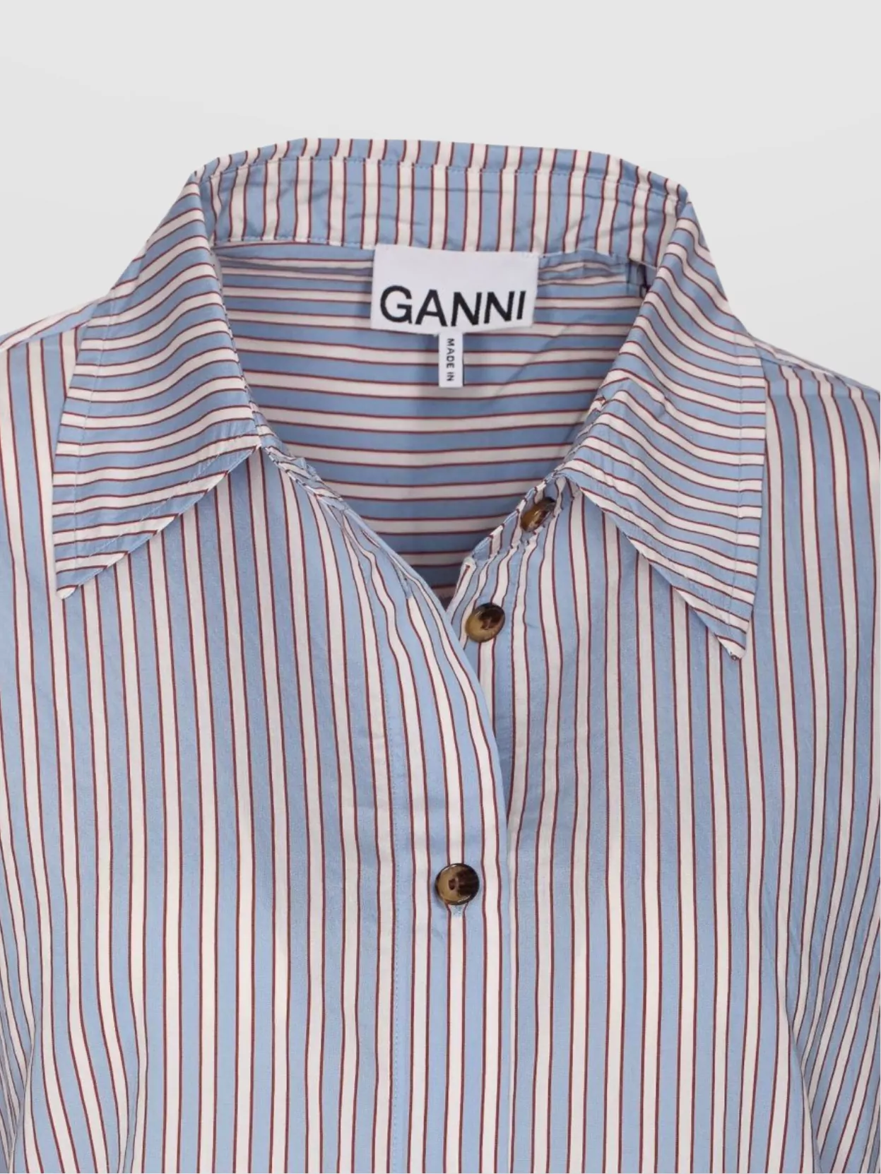 Ganni Multicolor Shirt With All-over Stripes And Logo Patch On The Front In Viscose Blend Woman