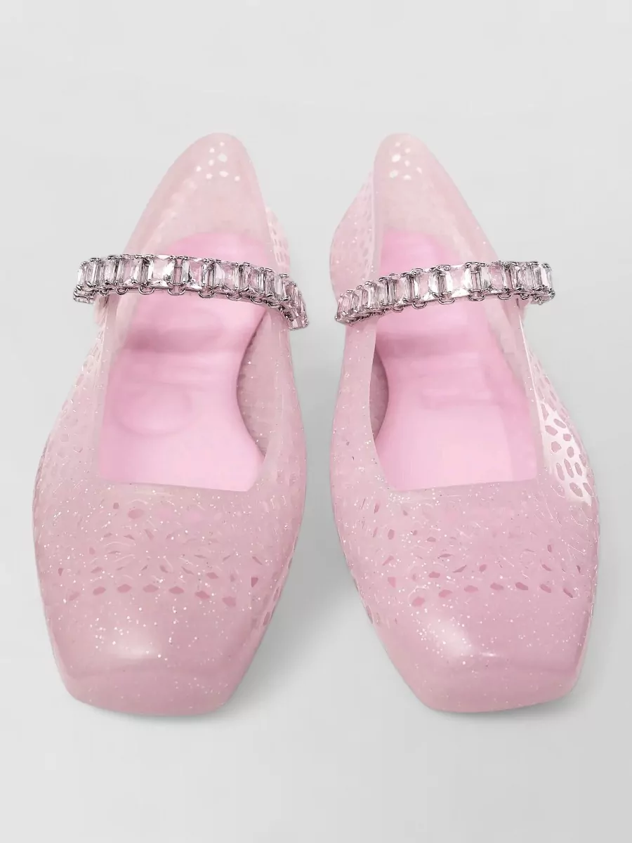 Jimmy Choo crystal-embellished jelly ballerina shoes