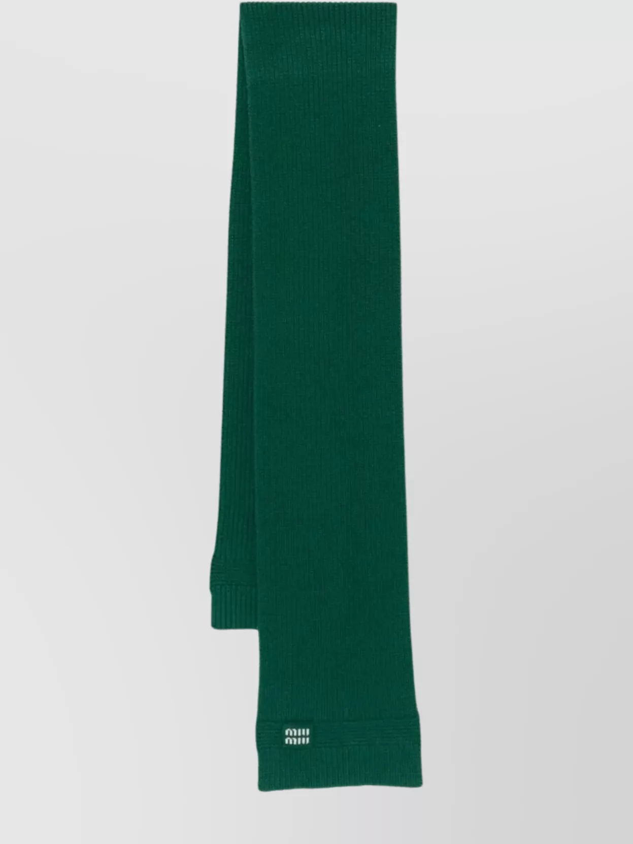 Miu Miu Ribbed Scarf Made From Virgin Wool Blend In Green
