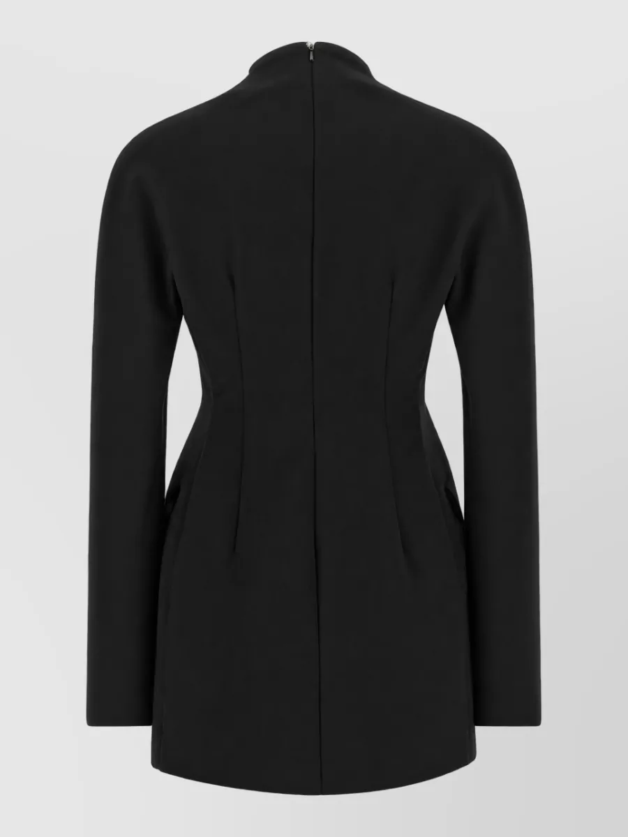 Sportmax Viscose-Blend V-Neck Long-Sleeve Mini Dress