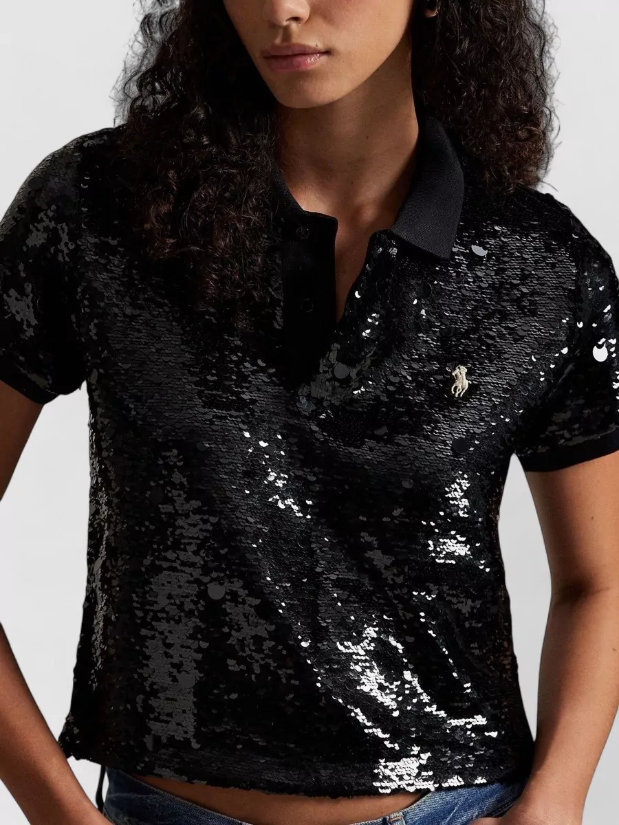 Ralph Lauren Polo Shirt Logo Sequin Detail Short Sleeves