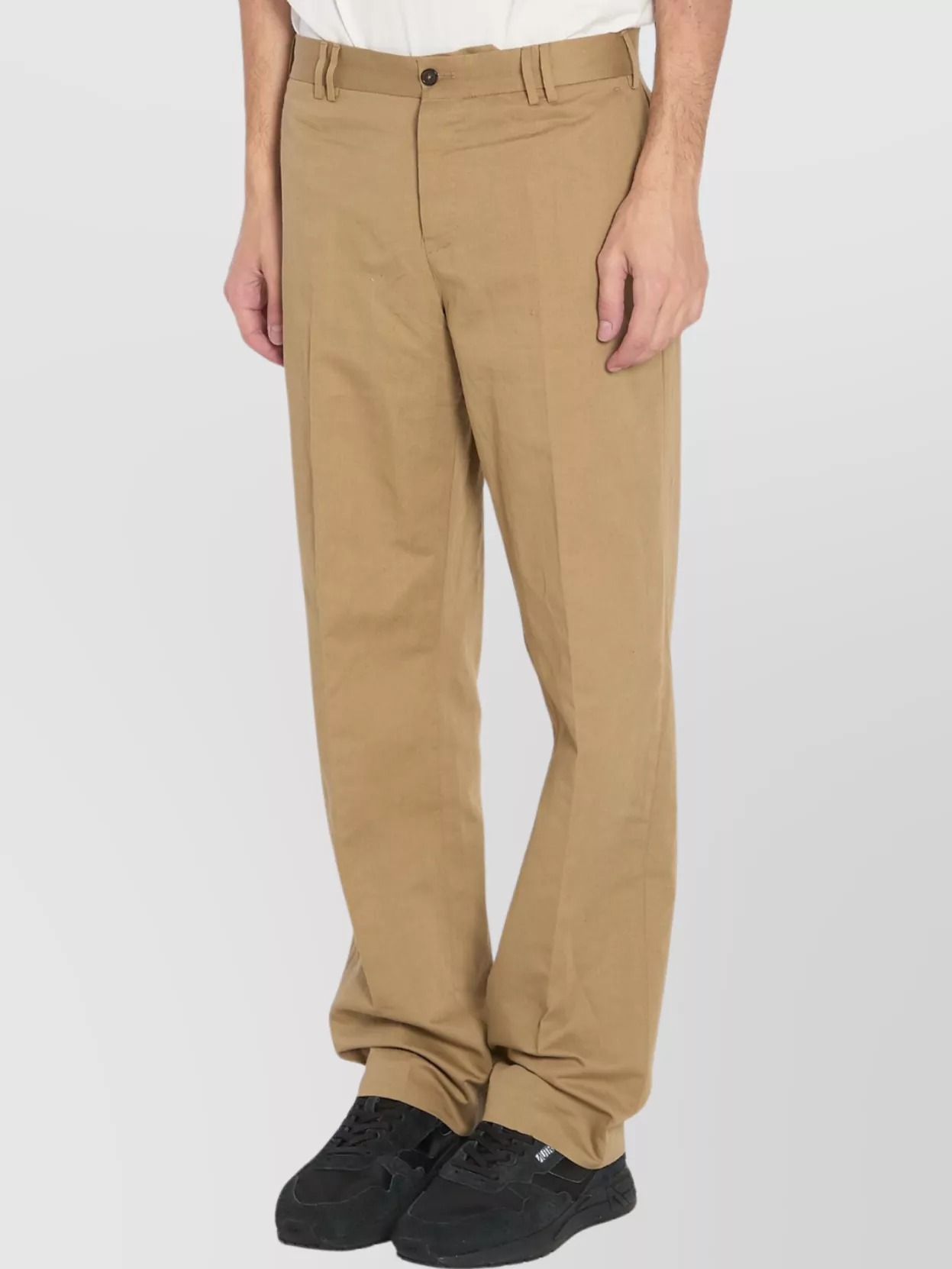 Pt Torino Straight Leg Trousers In Cotton And Linen In Brown
