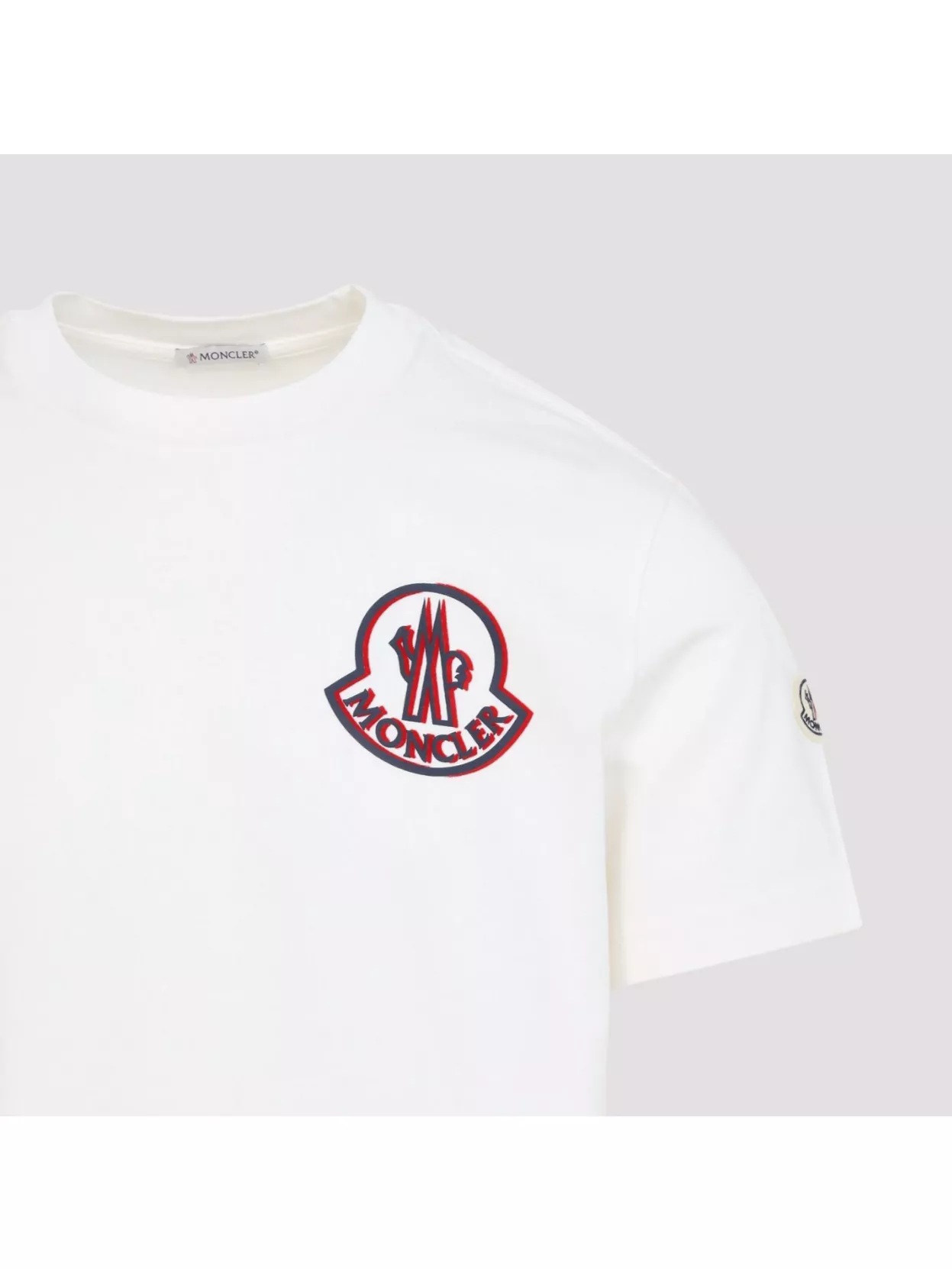 Moncler Flocked Logo T-shirt In Organic Cotton With Aesthetics In White