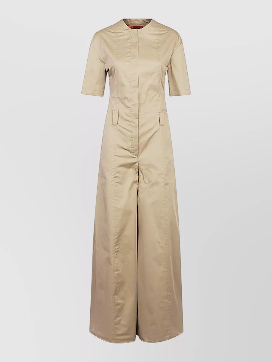 Thelatest Cotton Short-Sleeve Belted Jumpsuit