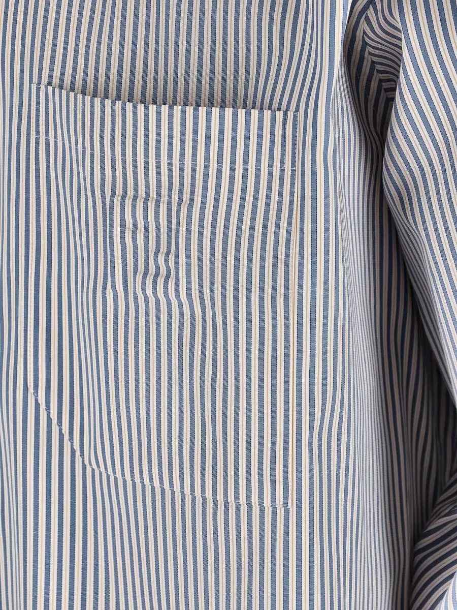 Fendi Striped Shirt Chest Pocket Button Cuffs Collar