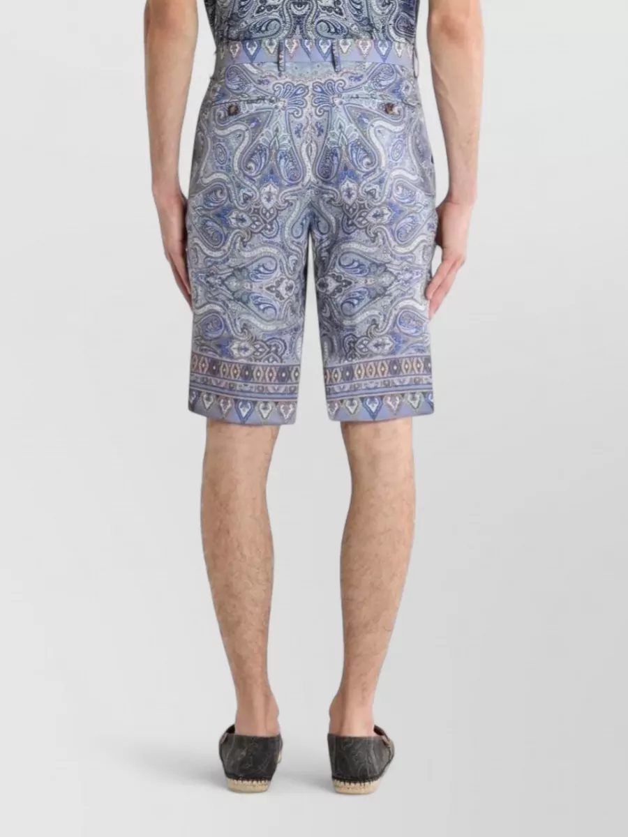 Etro Linen Paisley Print Tailored Shorts