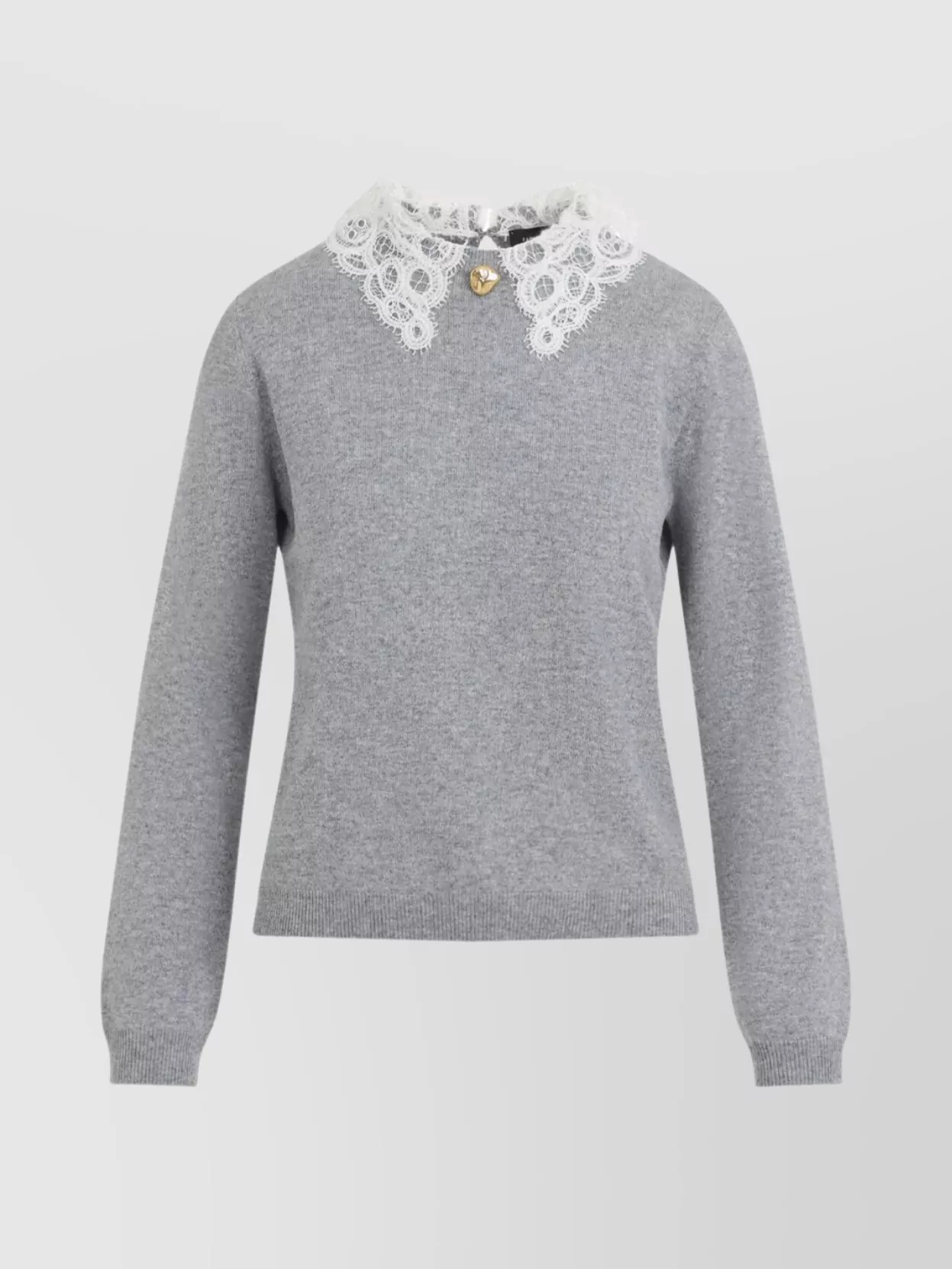 Shop Fabiana Filippi Virgin Wool Lace Collar Pullover