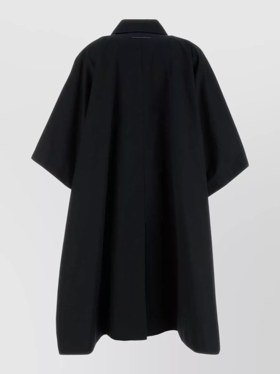 Mm6 Maison Margiela Tailored Cotton Overcoat A-line Silhouette In Black