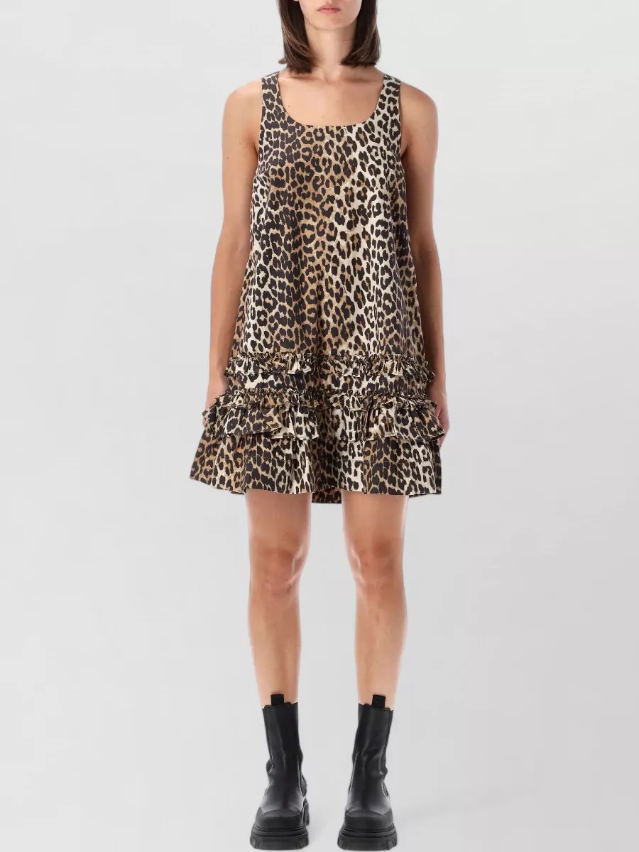 Ganni leopard-print sleeveless mini dress