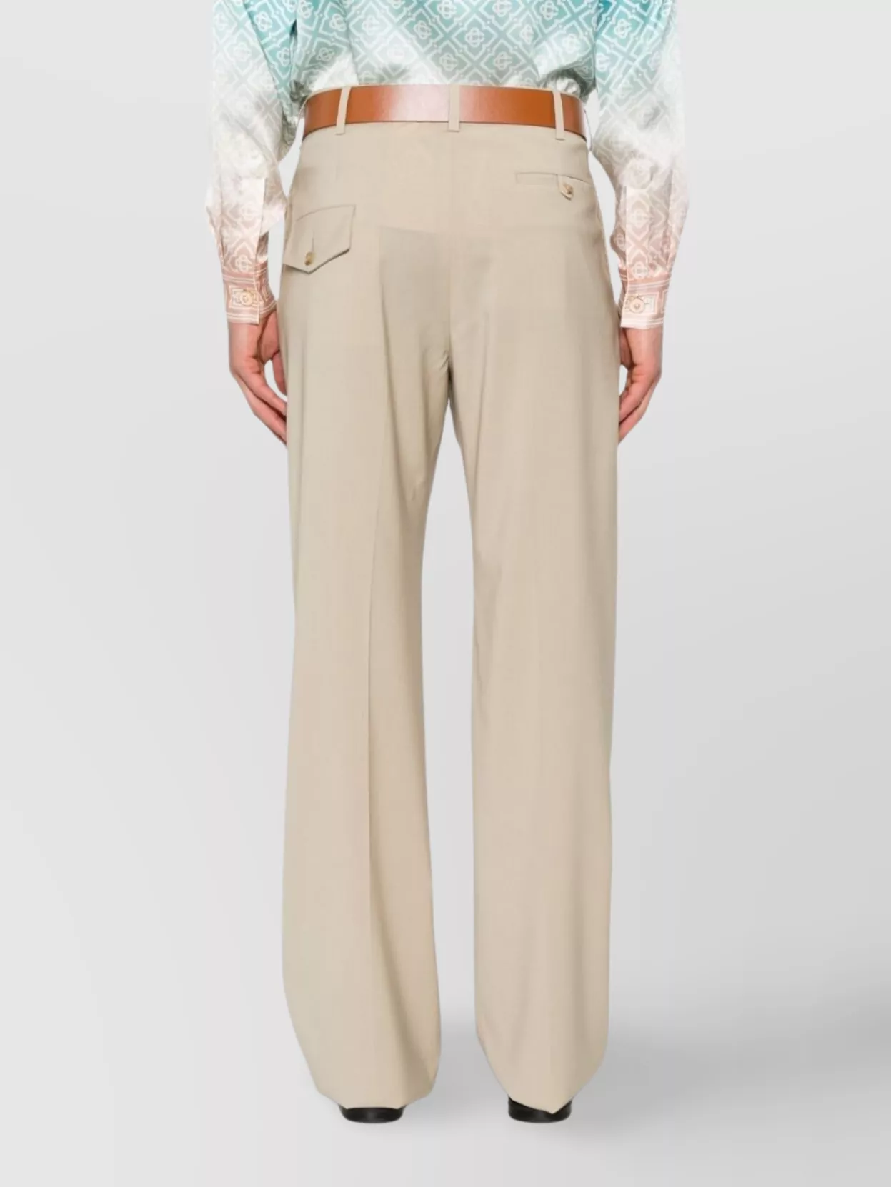Moschino Straight Pleated Front Trousers With Button Detail