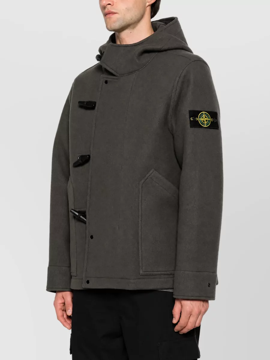 Stone Island Cashmere Wool Hooded Coat