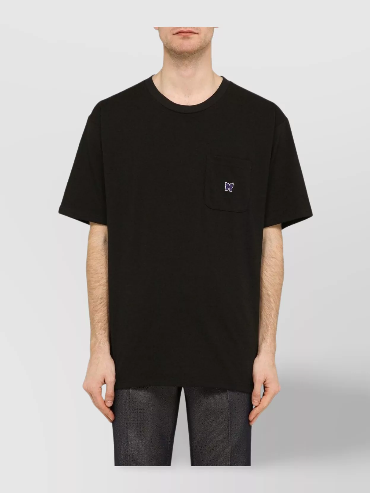 Needles Crew Neck T-shirt With Embroidered Chest Pocket In Green