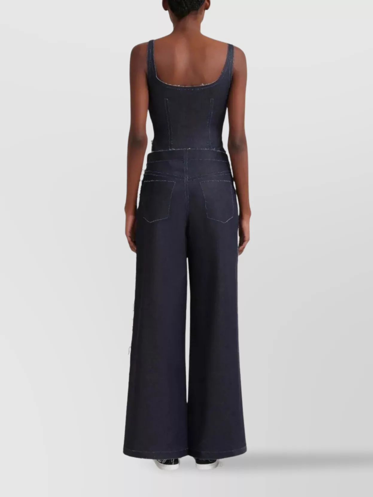 Marni Wide Leg Cotton Jeans With Raw Finish