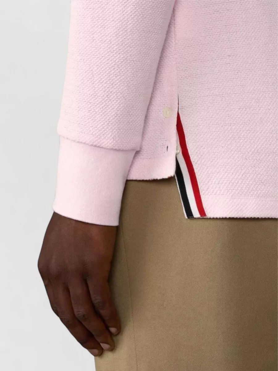 Thom Browne Long Sleeve Polo Shirt Textured Piqué
