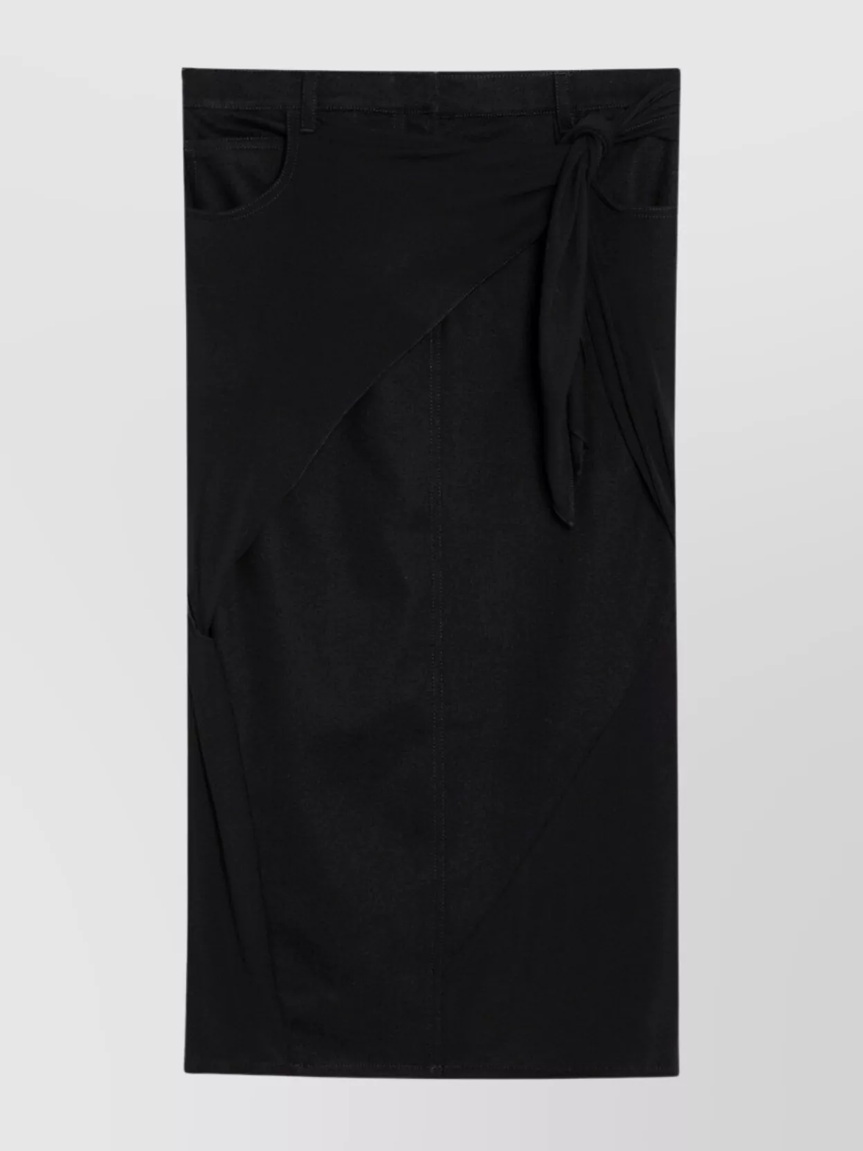 Courrèges Draped Wrap Detail Midi Skirt In Black
