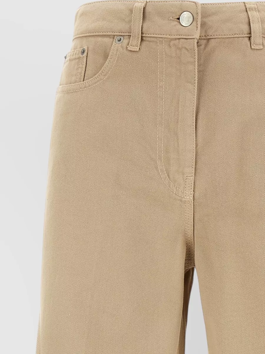 Nude Cotton Mid-Rise Wide-Leg Trousers