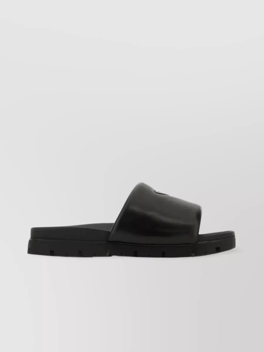 Shop Prada Nappa Leather Slip-ons With Molded Footbed In Black