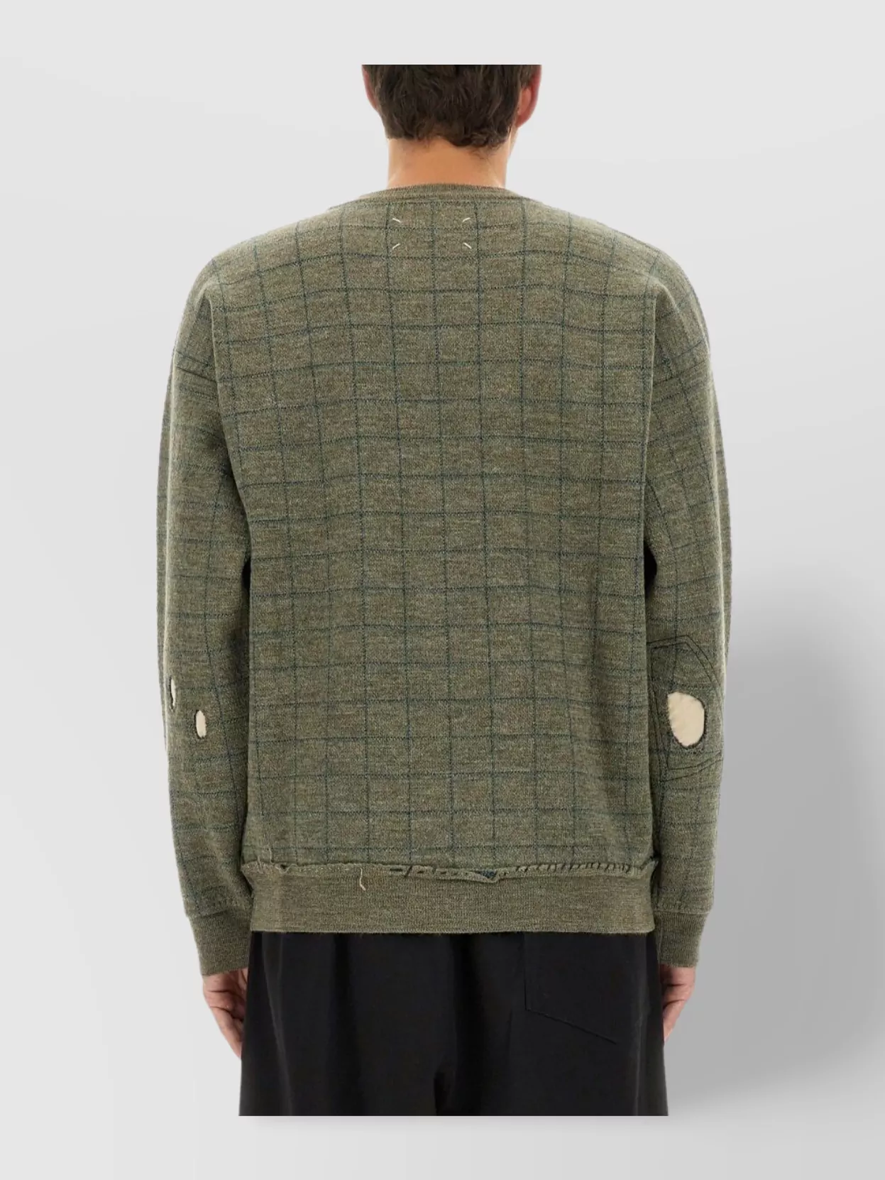 Maison Margiela Checked Knit Sweater Crew Neck Style