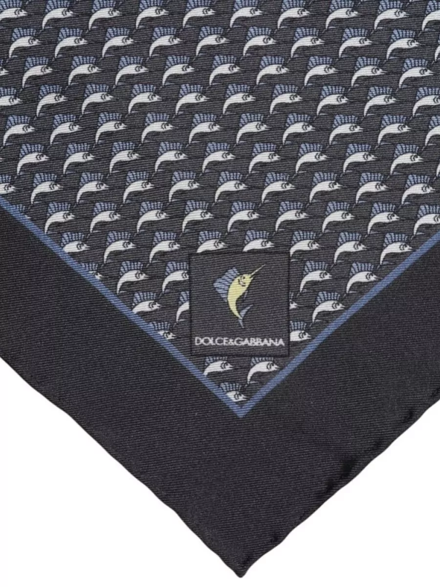Dolce&Gabbana Silk Fish Print Square Scarf