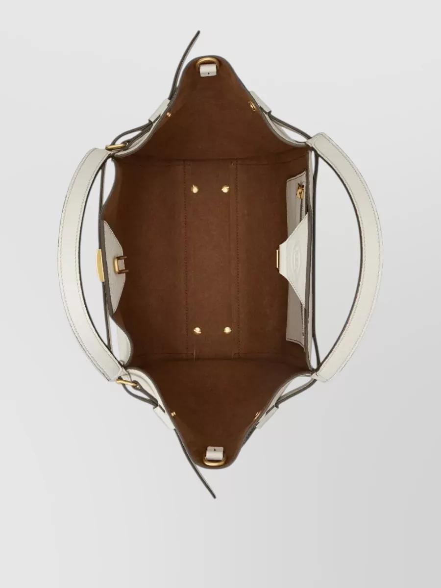 Tod's Small Leather Tote Bag T Structured Handles Detachable Strap