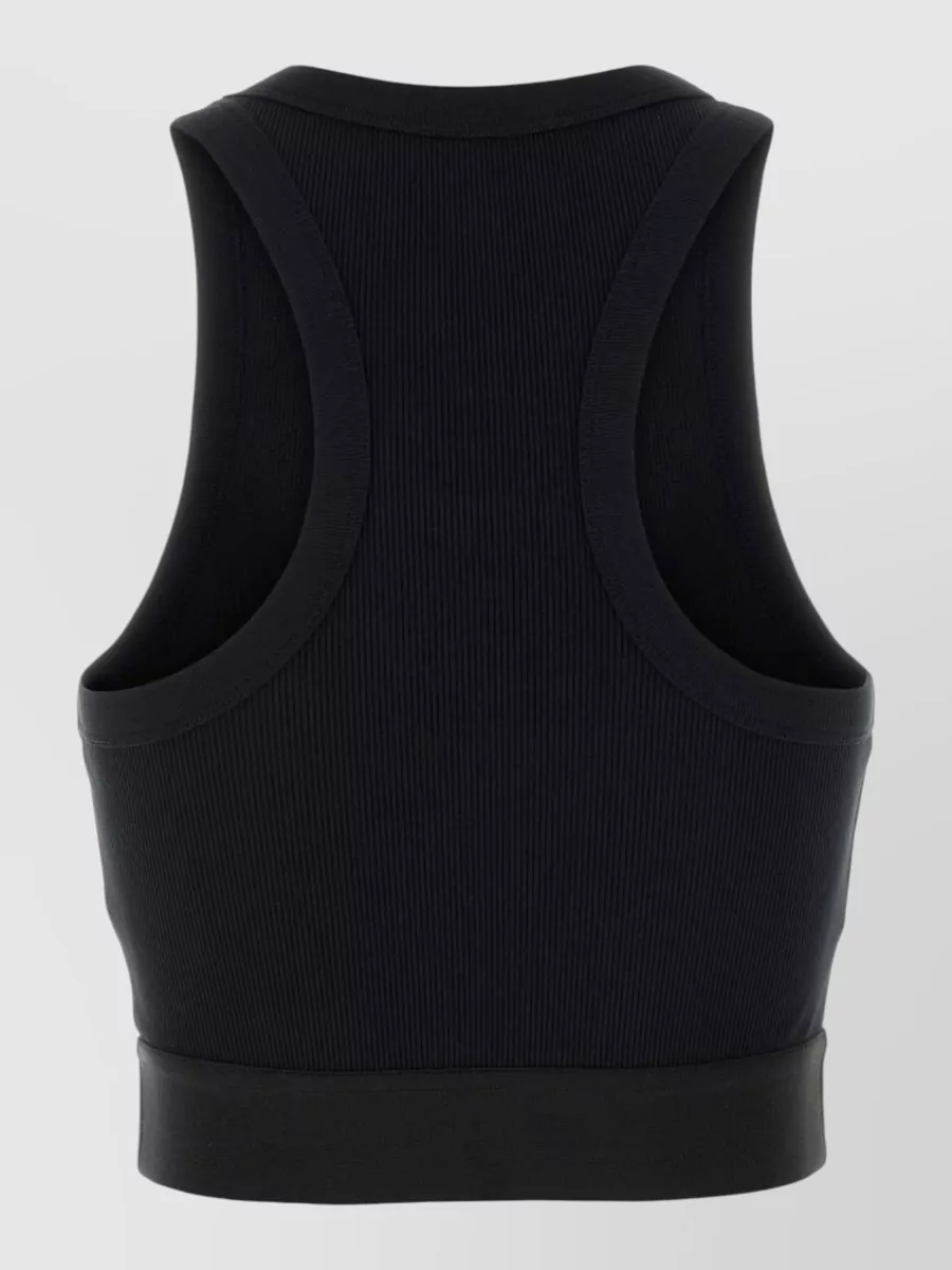 Givenchy Silk-Blend Ribbed Cropped Polo Top