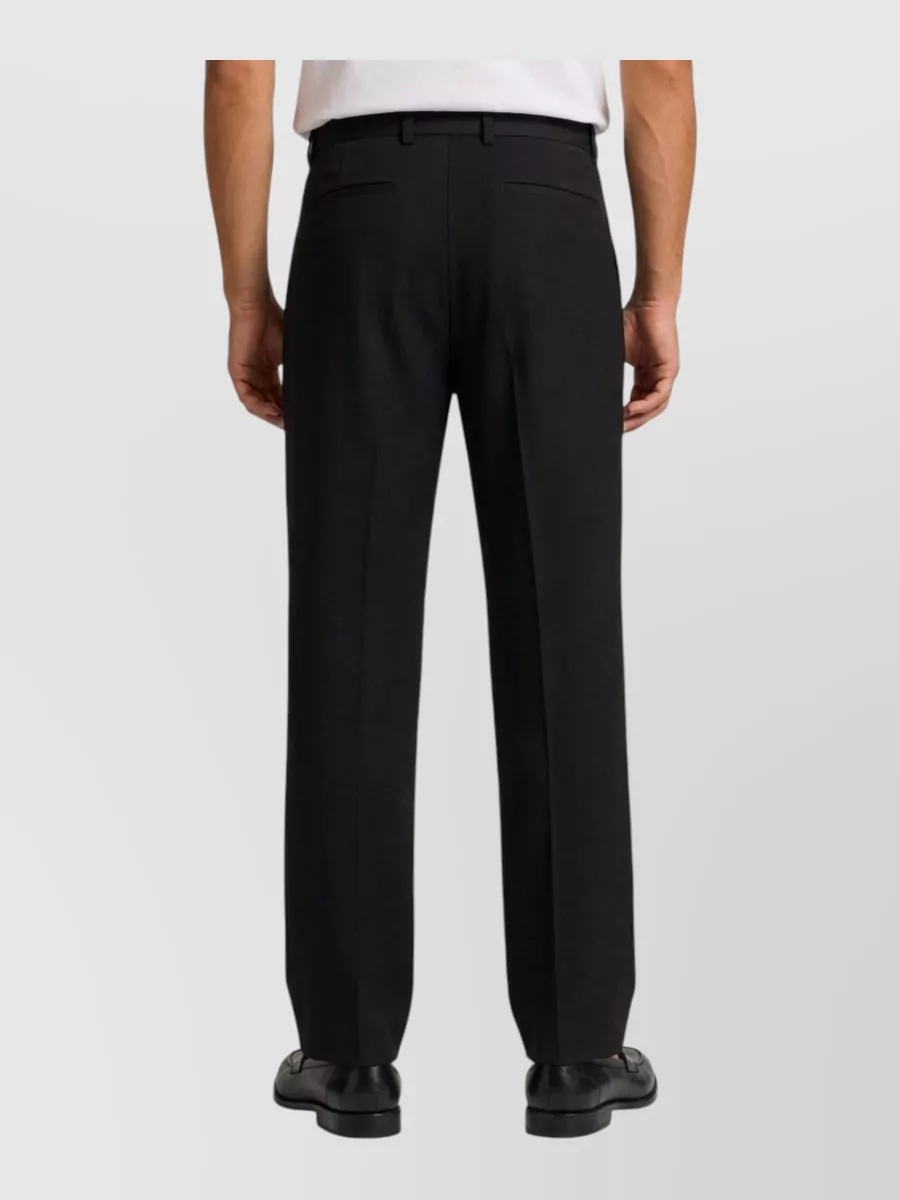 Saint Laurent Wool Flannel Mid-Rise Straight-Leg Pleated Trousers