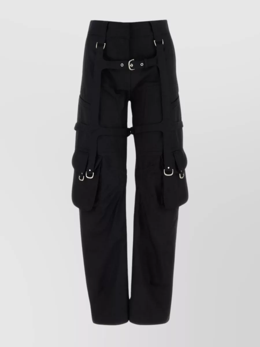 Shop Off-white Cargo Trousers With Wide-leg Cut And Multiple Pockets In Black