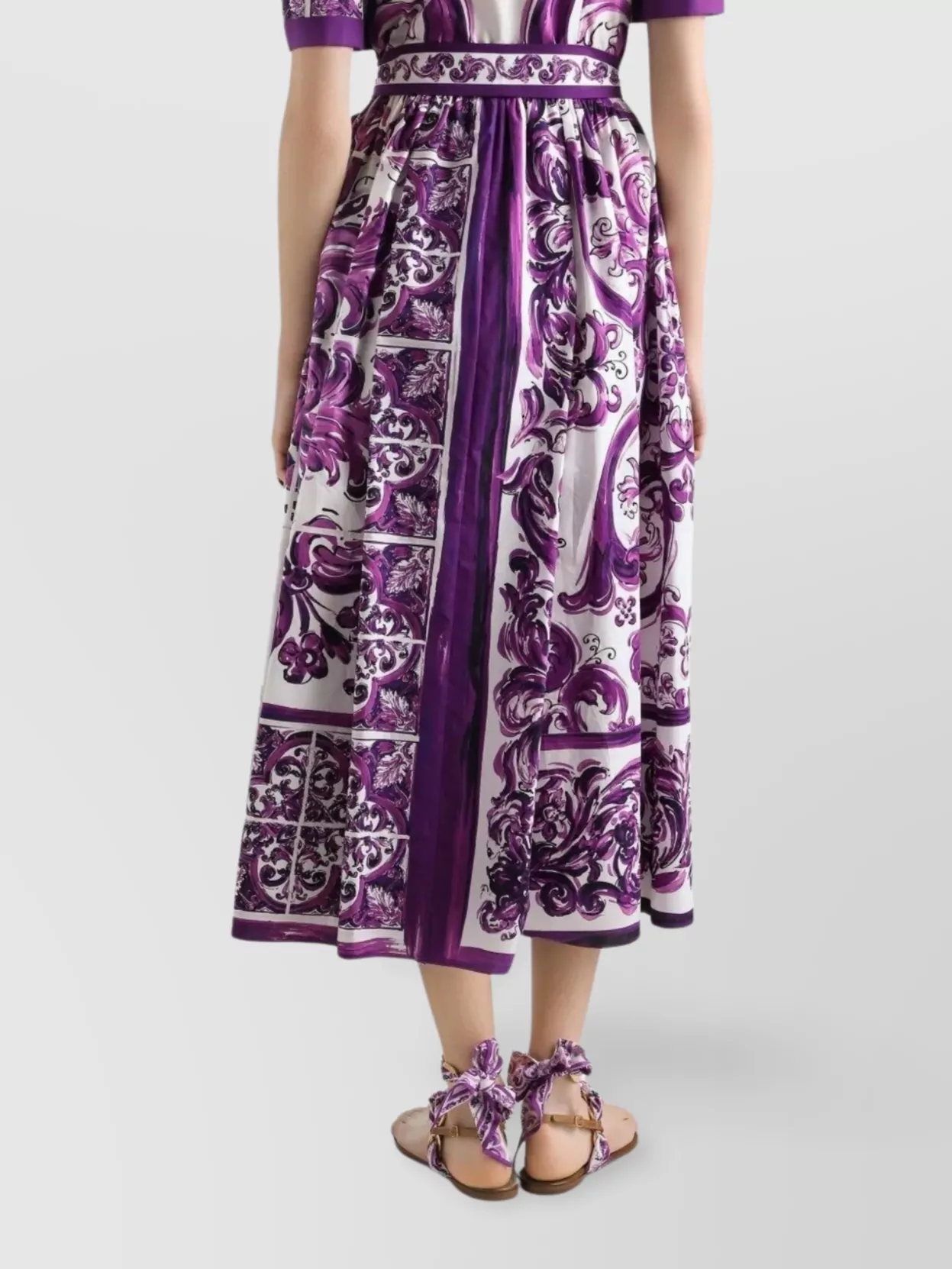 Dolce&Gabbana Collar Dress With Waist Knot And Majolica Print