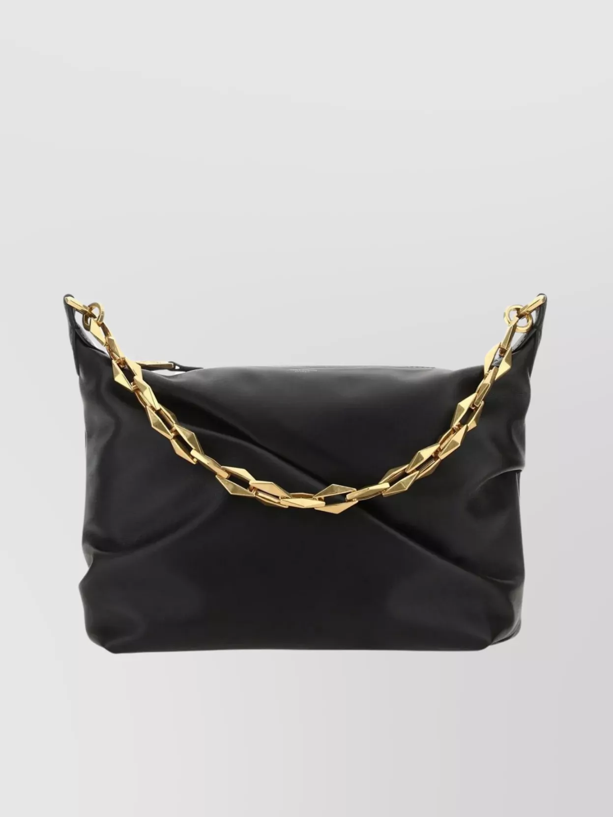 Shop Jimmy Choo Diamond Detail Leather Shoulder Bag In Black