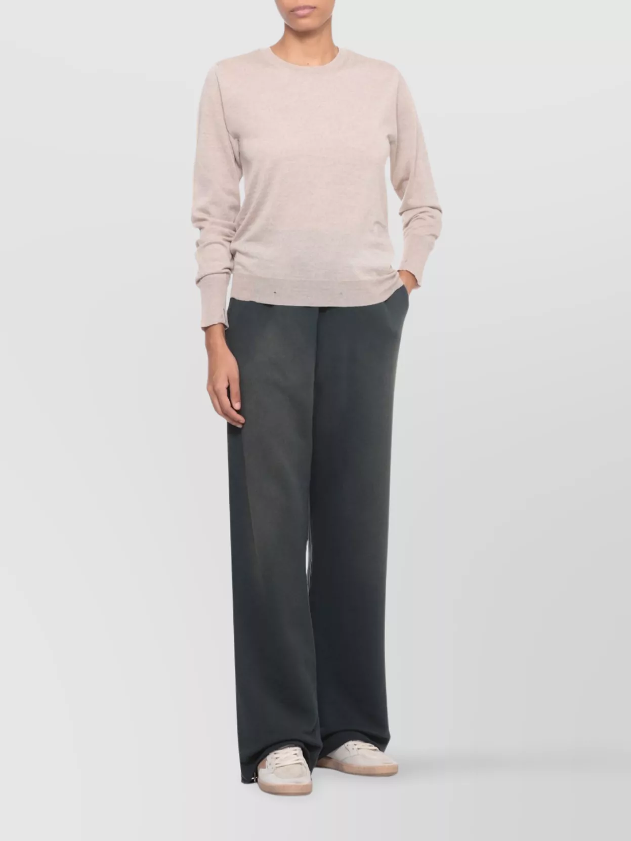 Golden Goose Wide Leg Cotton Trousers Logo In Black