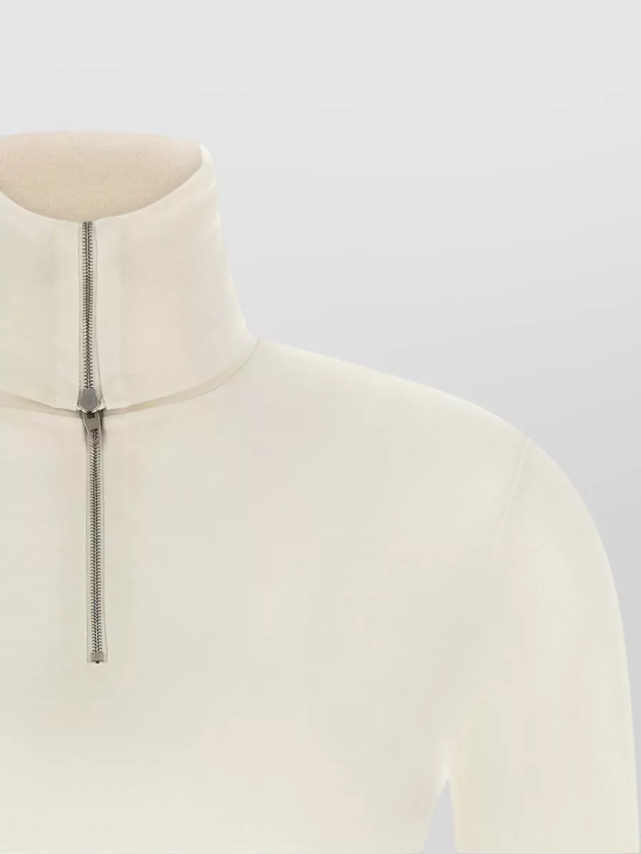 Jil Sander Virgin Wool Blend Half Zip Turtleneck Sweater