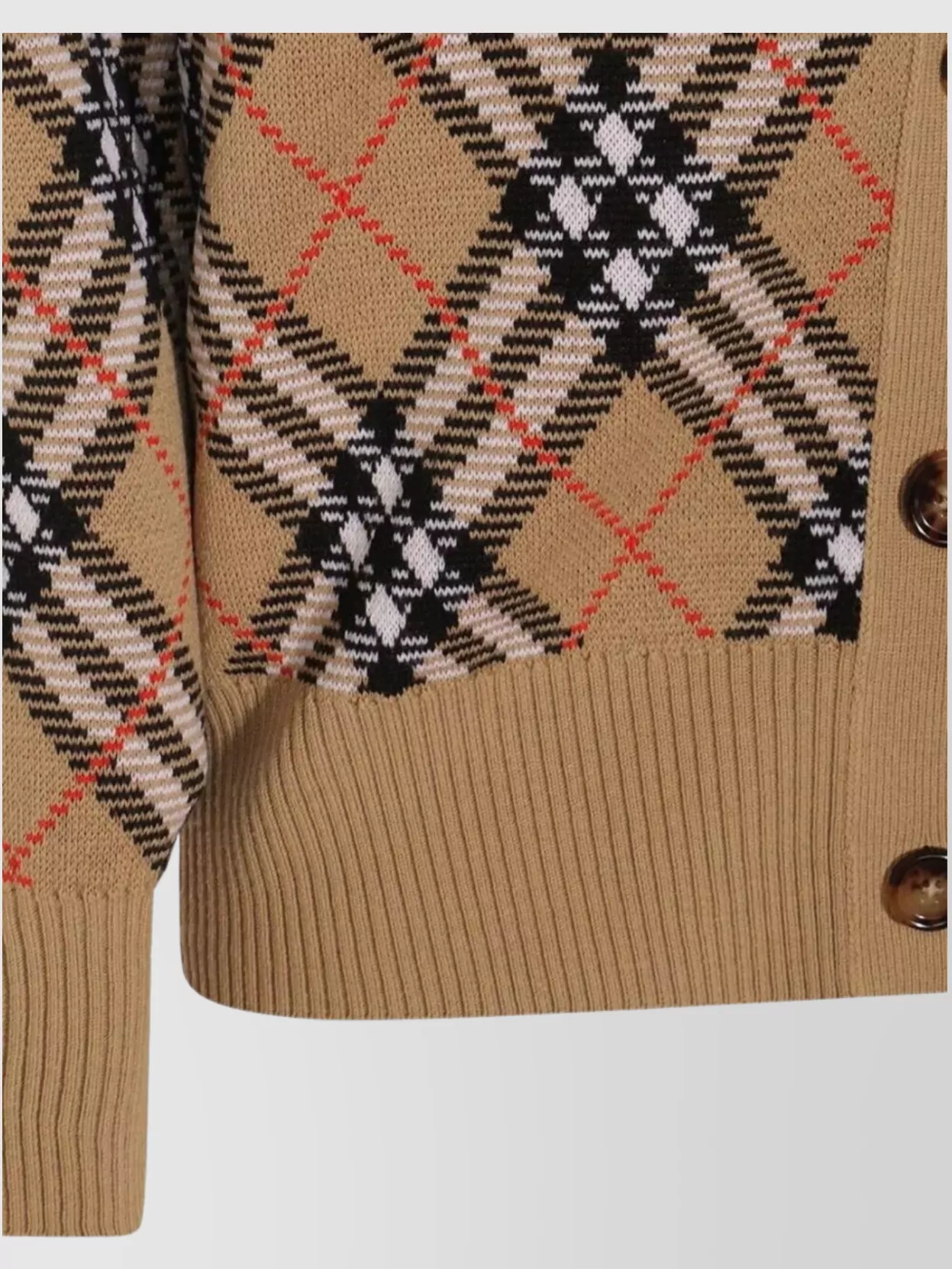 Burberry V-Neckline Argyle Pattern Knitwear