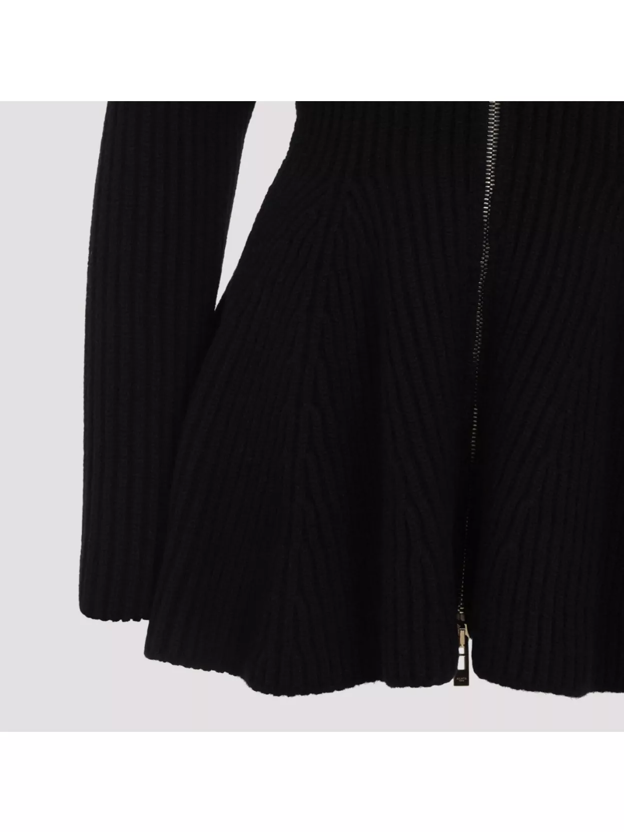 Alaïa Ribbed Wool And Cashmere-blend Peplum Cardigan In Black