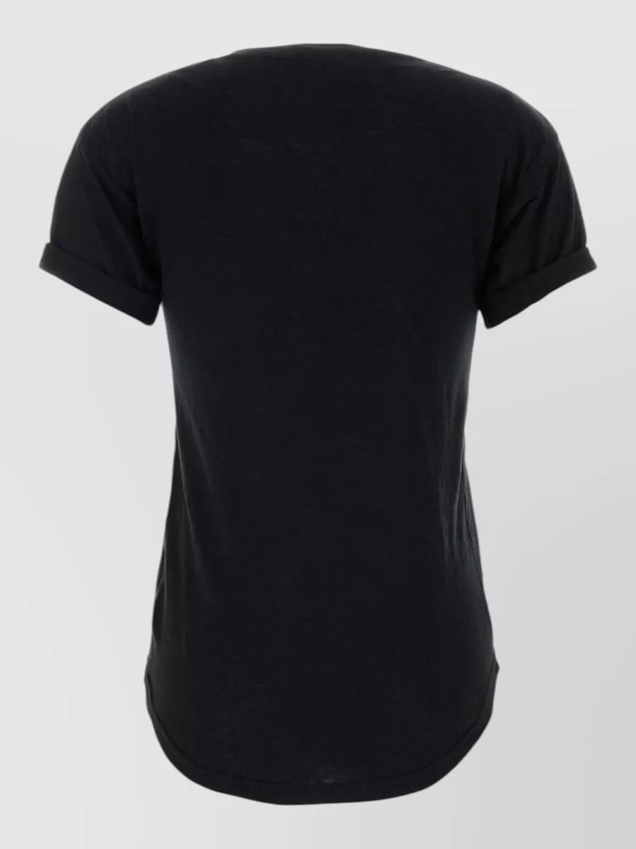 Isabel Marant Etoile Linen Koldia T Shirt Round Hem Sleeves