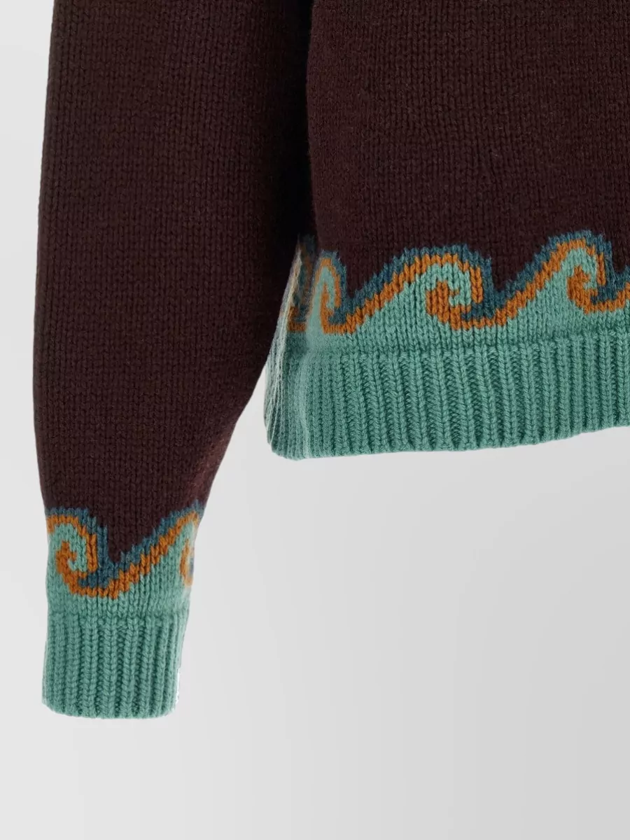 Alanui Virgin Wool Jacquard Relaxed-Fit Crew-Neck Long-Sleeve Sweater