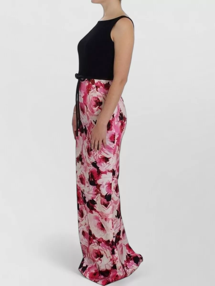 Dolce&Gabbana Silk Sleeveless Floral Print Boat Neck Maxi Dress