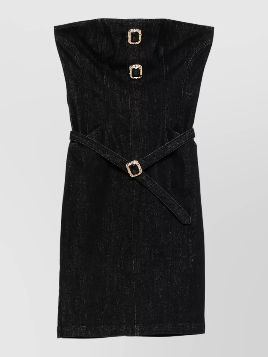 Self-Portrait denim bandeau mini dress