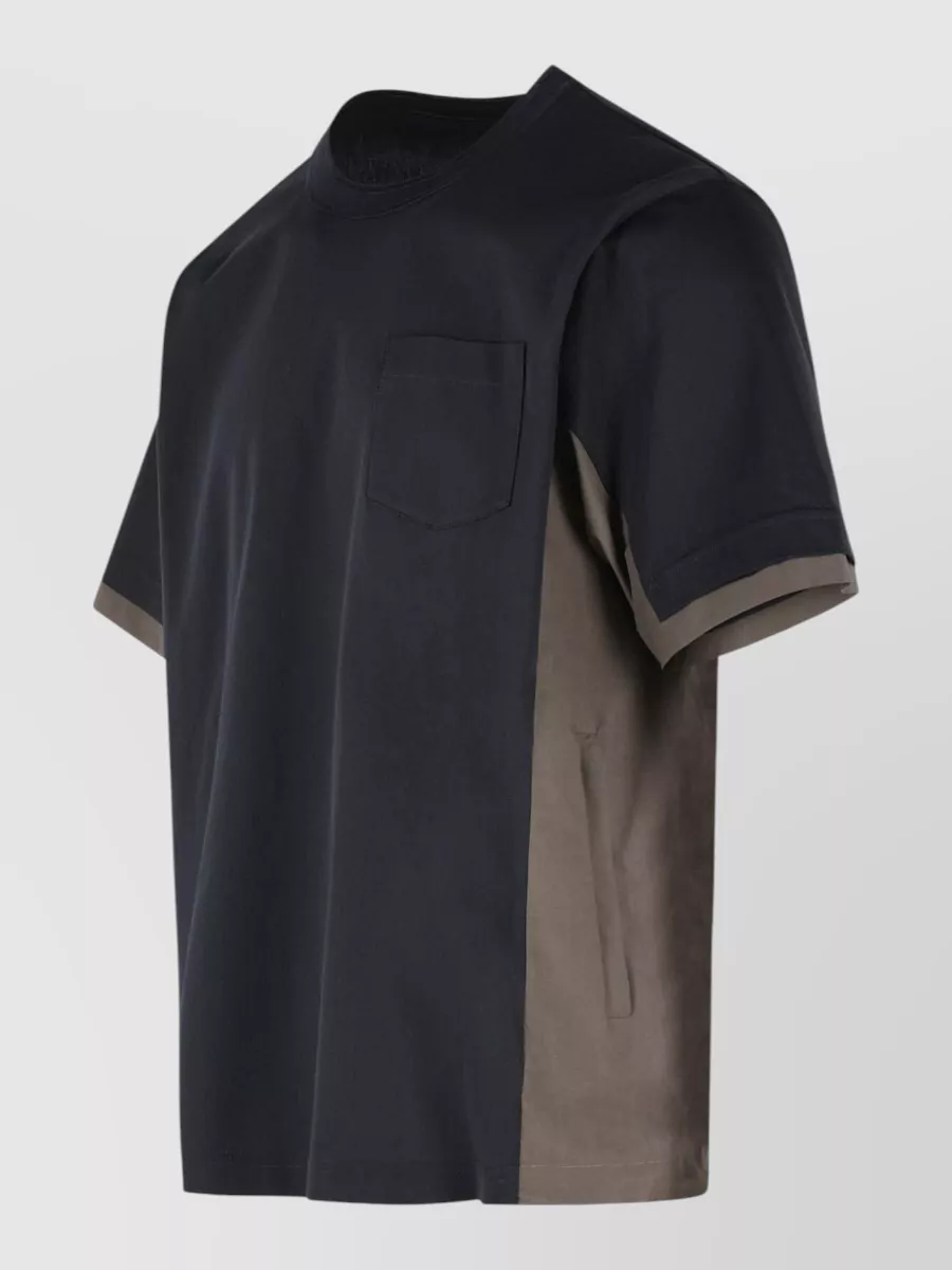 Sacai Cotton T Shirt Chest Pocket Color Block