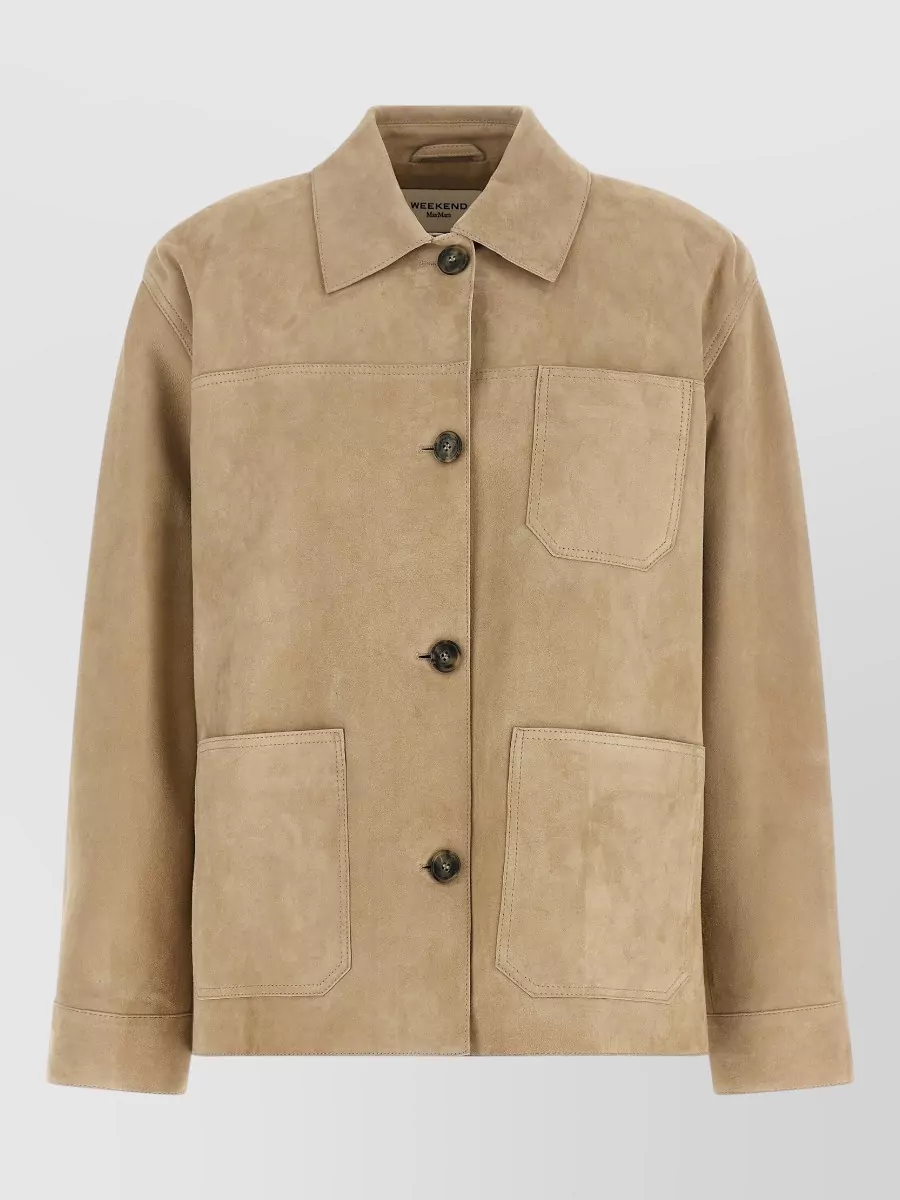 Weekend Max Mara leather single breasted coat